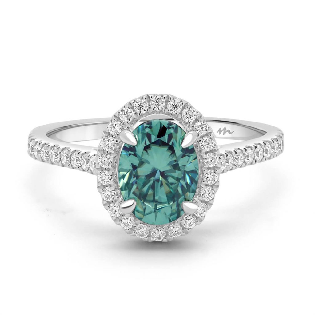 Colour Moissanite Ring | Ava Oval 9x7 Green | Moi Moi Sydney