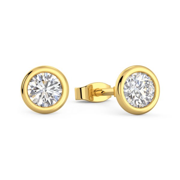 Anna 0.25Ct Angle Yellow Gold Round Bezel Stud Earrings