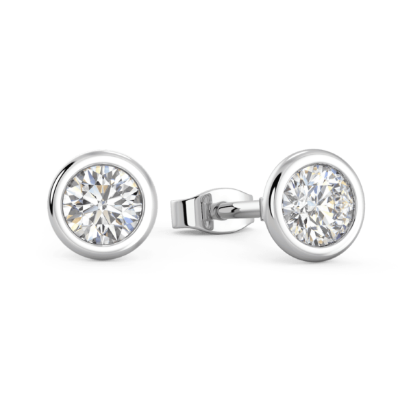 Anna 0.25Ct Angled White Gold Round Bezel Stud Earrings