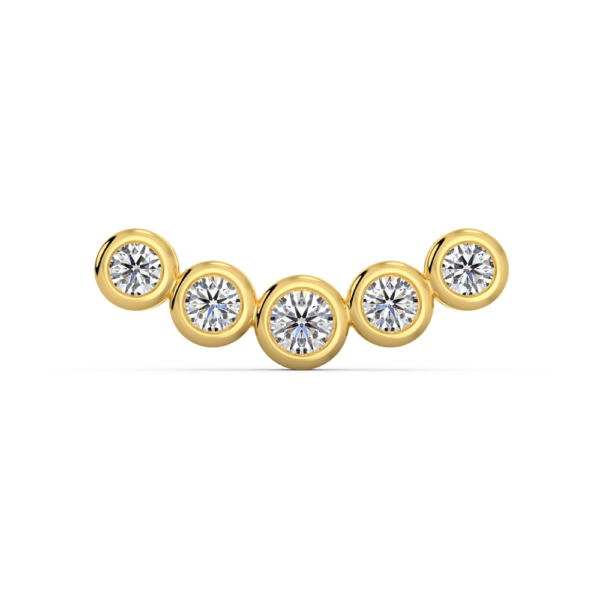 August Front Yellow Gold Diamond 5 Stone Round Bezel Slider Pendant