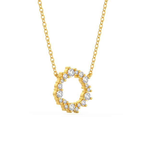 Bridey Angled Yellow Gold Lab Grown Diamond Smalll Cluster Circle Necklace