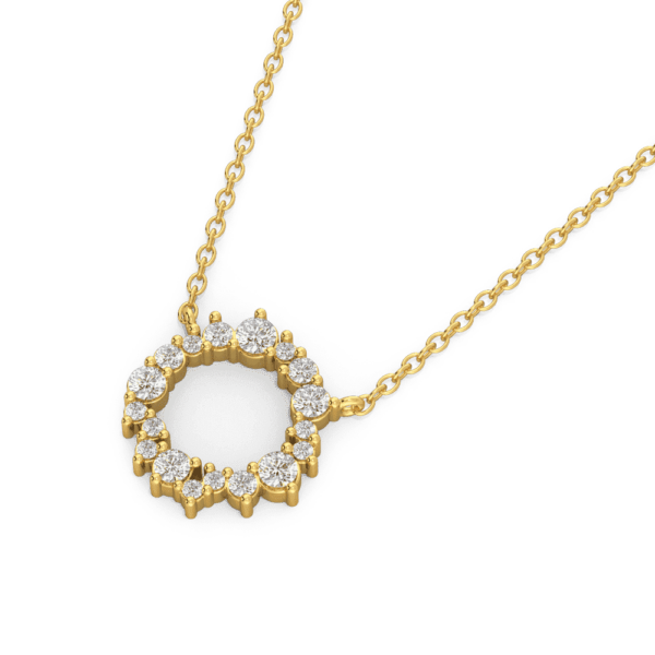 Bridey Close Up Yellow Gold Lab Grown Diamond Smalll Cluster Circle Necklace