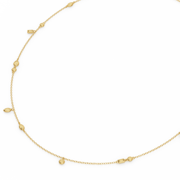 Cherie Close Up Yellow Gold Diamond Mixed Shapes In Bezel Accents Necklace