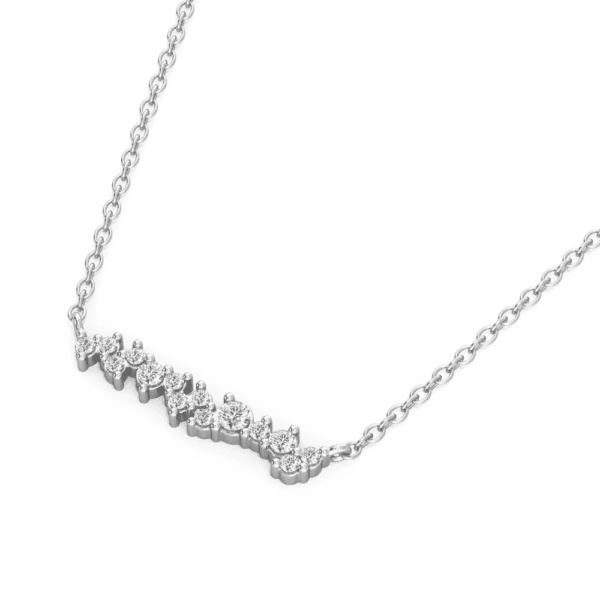 Chiara Close Up White Gold Lab Grown Diamond Asymmetrical Round Cluster Bar Necklace