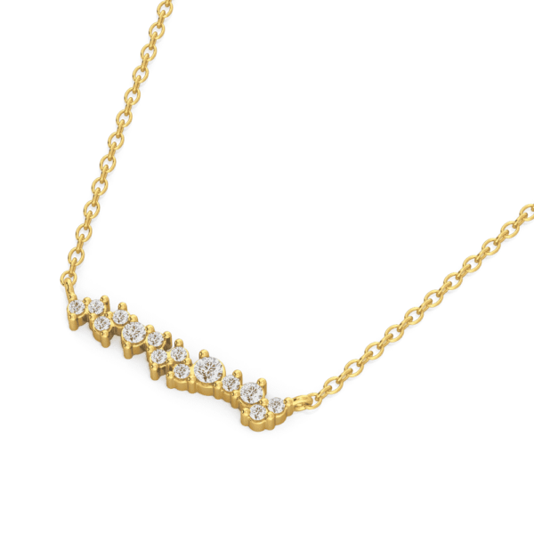 Chiara Close Up Yellow Gold Lab Grown Diamond Asymmetrical Round Cluster Bar Necklace