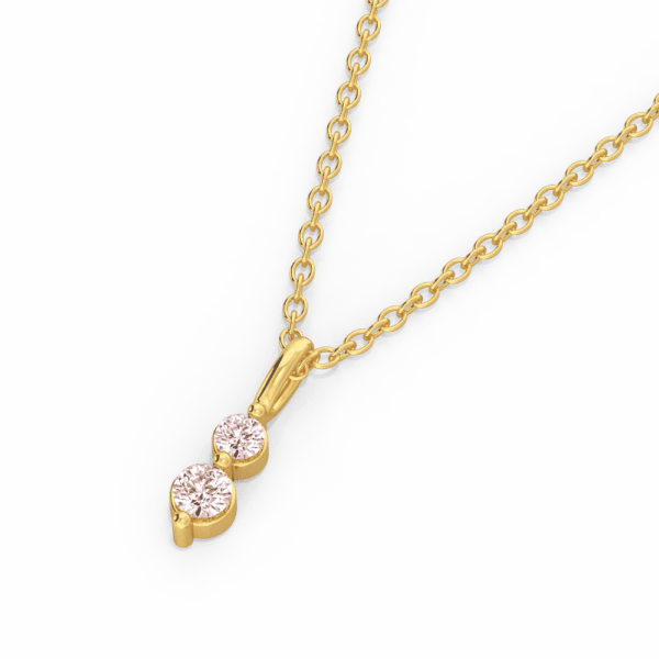 Dew Pink Round Close Up Yellow Gold Lab Grown Diamond Charm Pendant