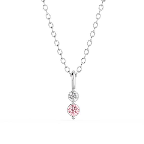 Dew Pink Round Front White Gold Lab Grown Diamond Charm Pendant