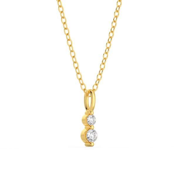 Dew White Round Angled Yellow Gold Lab Grown Diamond Charm Pendant