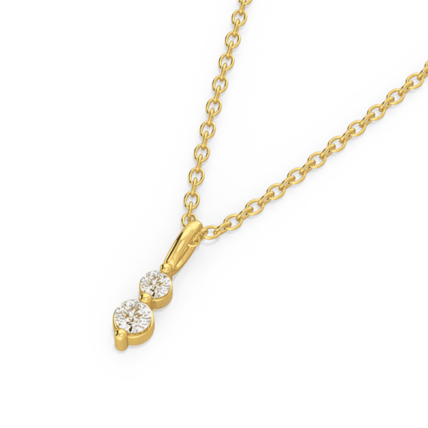 Dew White Round Close Up Yellow Gold Lab Grown Diamond Charm Pendant