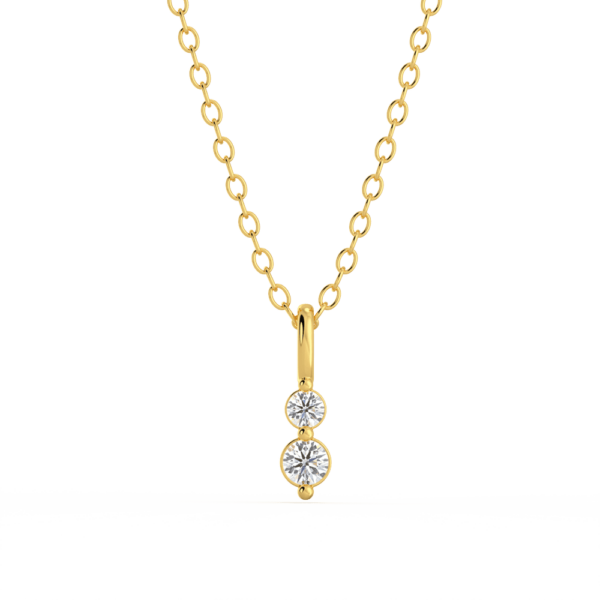 Dew White Round Front Yellow Gold Lab Grown Diamond Charm Pendant