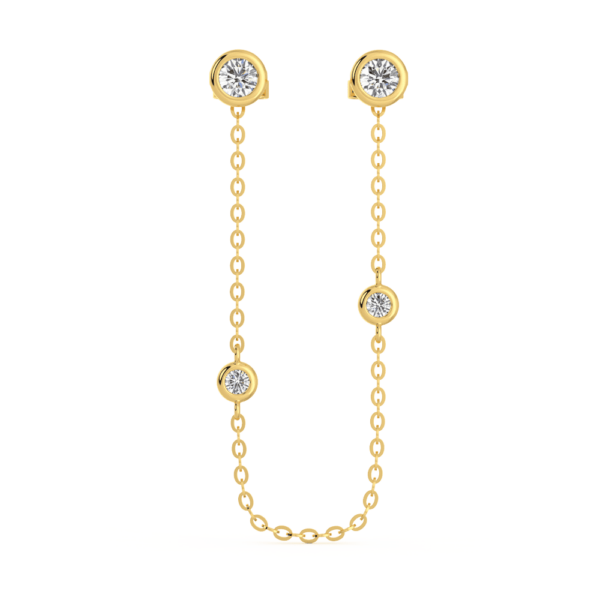 Elara Front Yellow Gold Diamond Two Bezel Chain Enhancer With Anna Studs