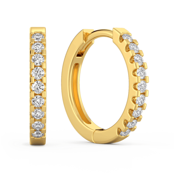 Erica 1.5 Large Angled Yellow Gold Diamond Prong Set Hoop Earrings