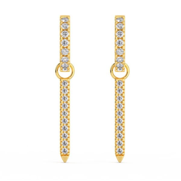 Gemma Large Front Yellow Gold Diamond Pointed Bar Earring Enhancer With Erica Hoops