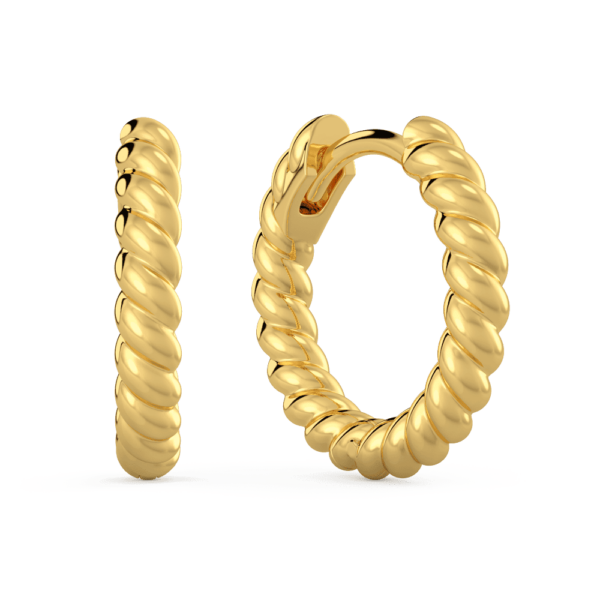 Hannah Medium Angled Yellow Gold Diamond Twisted Rope Hoop Earrings