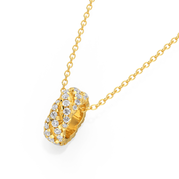 Indie Close Up Yellow Gold Diamond Twisted Rope Pattern Rondelle Pendant