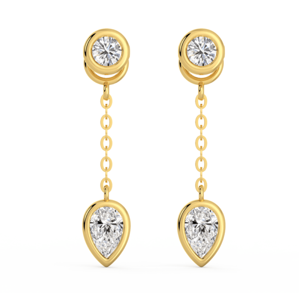 Jen Pear Front Yellow Gold Diamond Bezel Drop Enhancer With Anna Studs