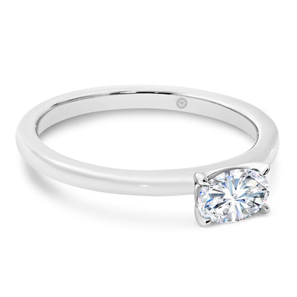 Jolie Oval 0.36ct solitaire Lab Grown Diamond engagement ring with East-West stone on fine plain band