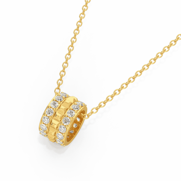 Justine Close Up Yellow Gold Lab Grown Diamond 3 Row Rondelle Pendant