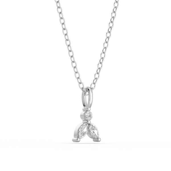 Kaya Marquise 3 Stone Angled White Gold Lab Grown Diamond Charm Pendant