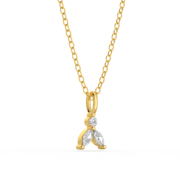 Kaya Marquise 3 Stone Angled Yellow Gold Lab Grown Diamond Charm Pendant