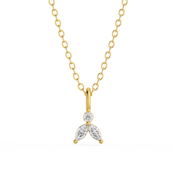 Kaya Marquise 3 Stone Front Yellow Gold Lab Grown Diamond Charm Pendant