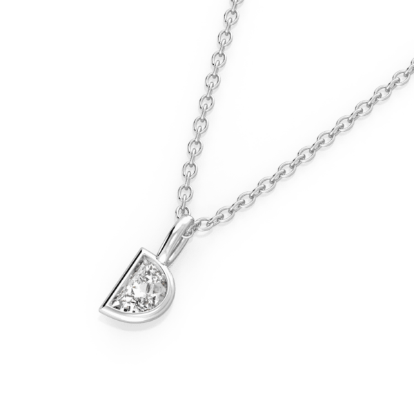 Lou Half Moon Close Up White Gold Lab Grown Diamond Bezel Charm Pendant