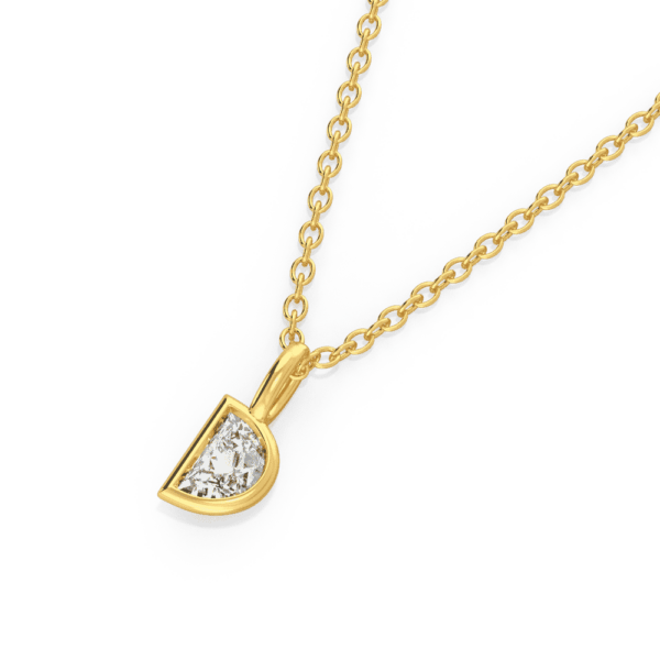 Lou Half Moon Close Up Yellow Gold Lab Grown Diamond Bezel Charm Pendant