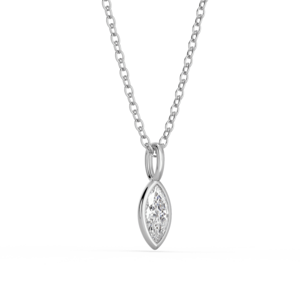 Lou Marquise Medium Angled White Gold Diamond Bezel Charm Pendant