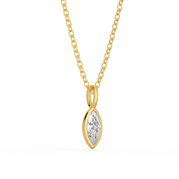 Lou Marquise Medium Angled Yellow Gold Diamond Bezel Charm Pendant