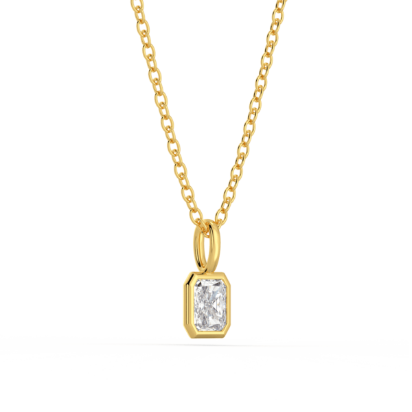 Lou Radiant Angled Yellow Gold Lab Grown Diamond Bezel Charm Pendant