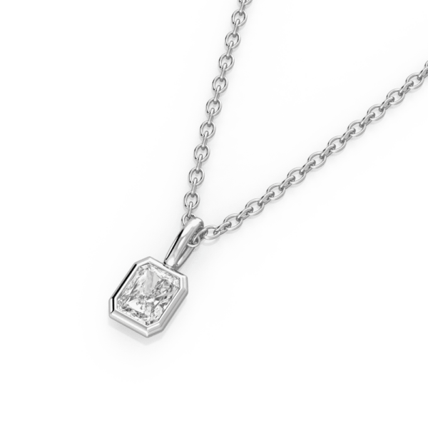 Lou Radiant Close Up White Gold Lab Grown Diamond Bezel Charm Pendant