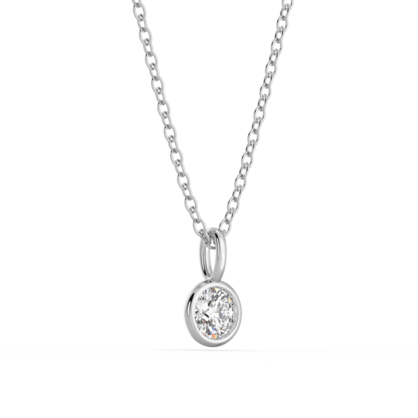 Lou Round Large Angled White Gold Lab Grown Diamond Bezel Charm Pendant