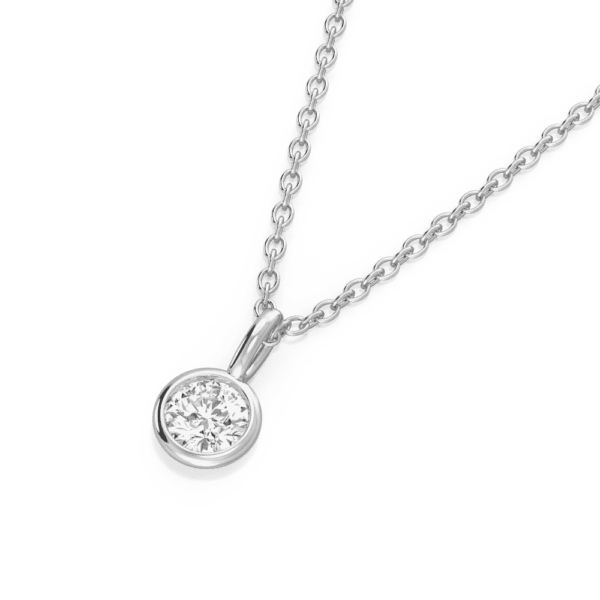 Lou Round Large Close Up White Gold Lab Grown Diamond Bezel Charm Pendant