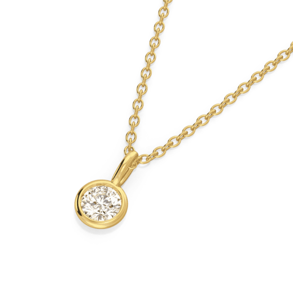 Lou Round Large Close Up Yellow Gold Lab Grown Diamond Bezel Charm Pendant