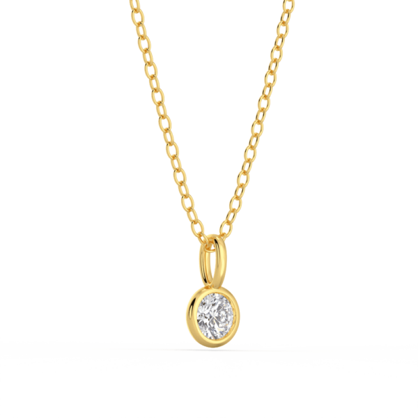 Lou Round Medium Angled Yellow Gold Diamond Bezel Charm Pendant