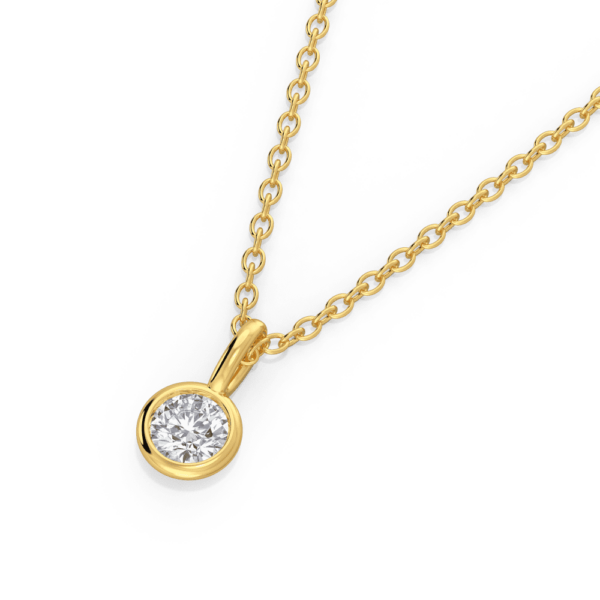 Lou Round Medium Close Up Yellow Gold Diamond Bezel Charm Pendant