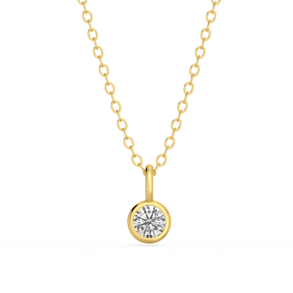 Lou Round Medium Front Yellow Gold Diamond Bezel Charm Pendant