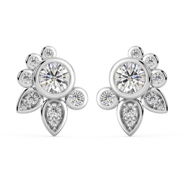 Rita Pear Shape Front White Gold Diamond Cluster Earring Enhancer With Anna Studs