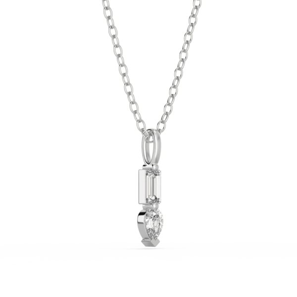 Thea Baguette Pear Angled White Gold Lab Grown Diamond Charm Pendant