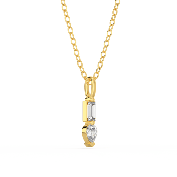 Thea Baguette Pear Angled Yellow Gold Lab Grown Diamond Charm Pendant