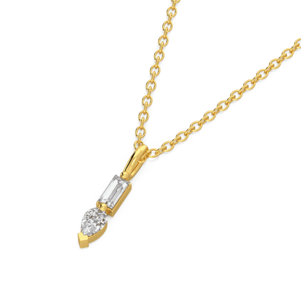 Thea Baguette Pear Close Up Yellow Gold Lab Grown Diamond Charm Pendant