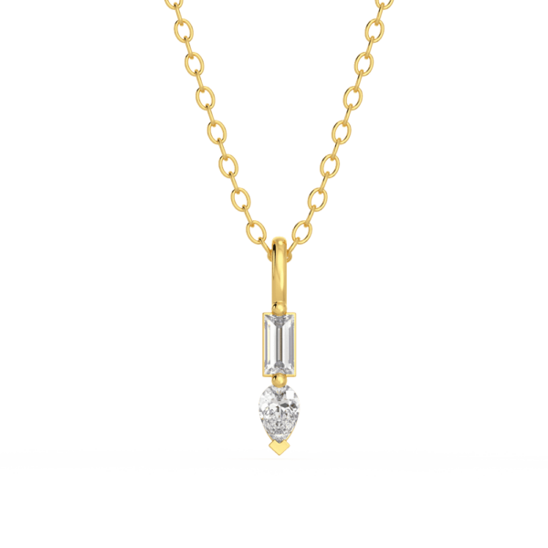 Thea Baguette Pear Front Yellow Gold Lab Grown Diamond Charm Pendant