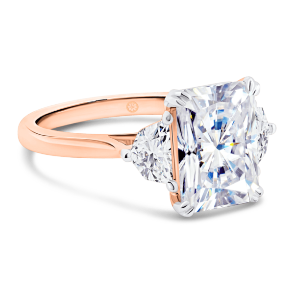 Allegra Radiant Angle Rose Gold Lab Grown Diamond Trilogy Ring