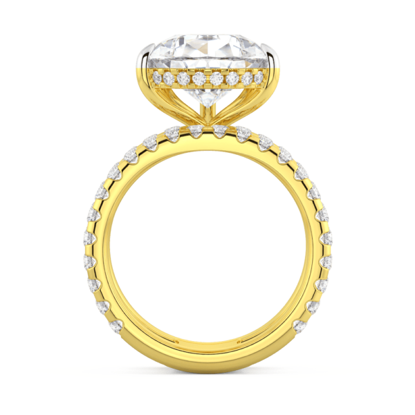 Clarissa Side Yellow Gold Moissanite Pear Under Rail Double Band Ring