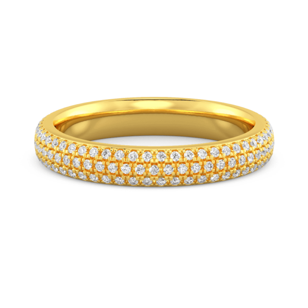 Dana A Yellow Gold Lab Grown Diamond Pave Set Rounded Profile Band Wedding Ring