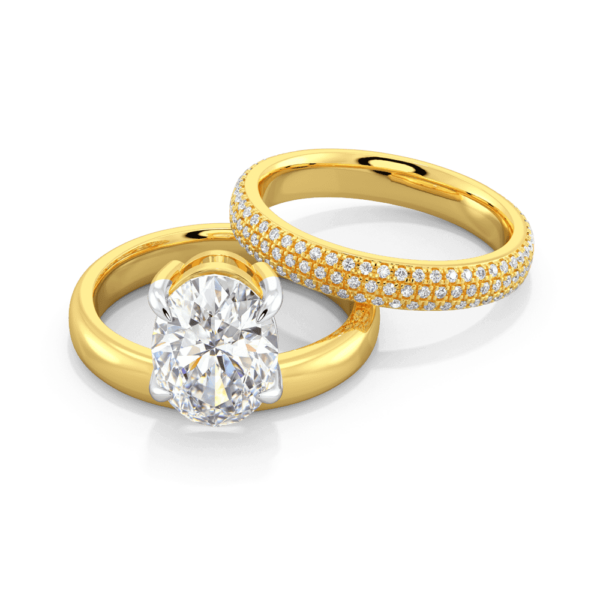 Dana Matching Dana A Yellow Gold Lab Grown Diamond Pave Set Rounded Profile Band Wedding Ring