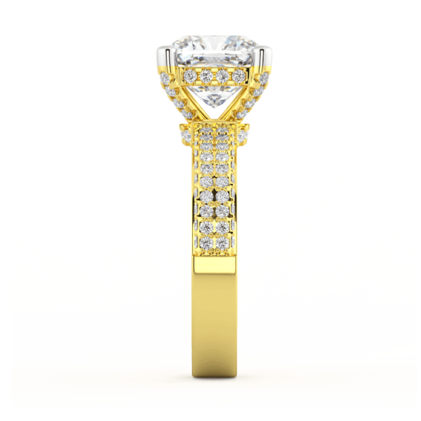 Isidora Cushion 8.0 Profile Yellow Gold Lab Grown Diamond Full Double Row 3 Sided Pave Band Ring