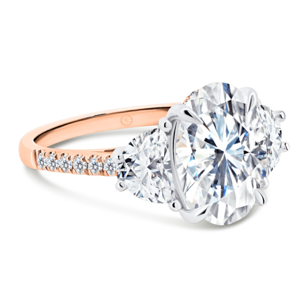 Jacqueline Oval Angle Rose Gold Lab Grown Diamond Trilogy Ring