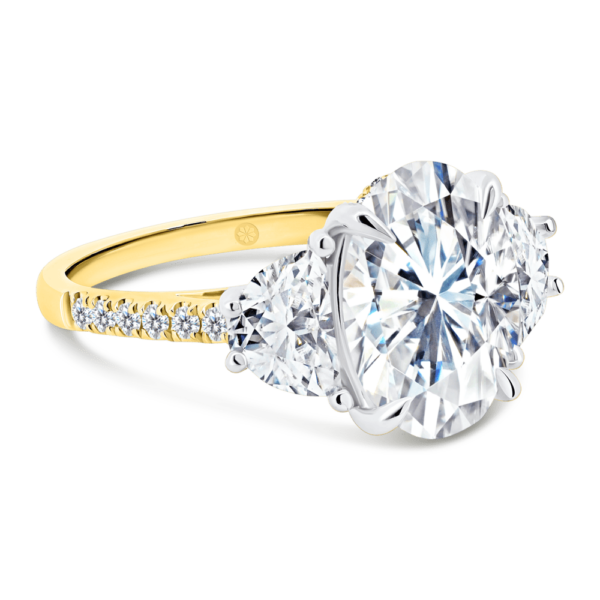 Jacqueline Oval Angle Yellow Gold Lab Grown Diamond Trilogy Ring