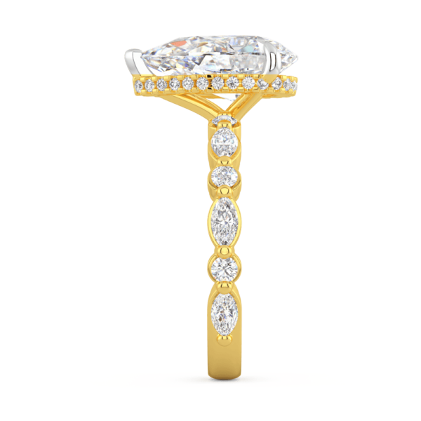 Josefa Pear Profile Yellow Gold Lab Grown Diamond Under Rail Alternating Marquise Round Band Ring